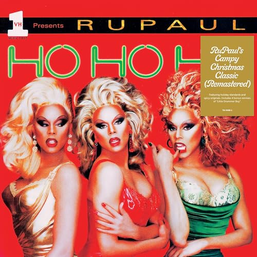 VinylLp cover featuring three glamorous RuPaul personas against a red background with text.