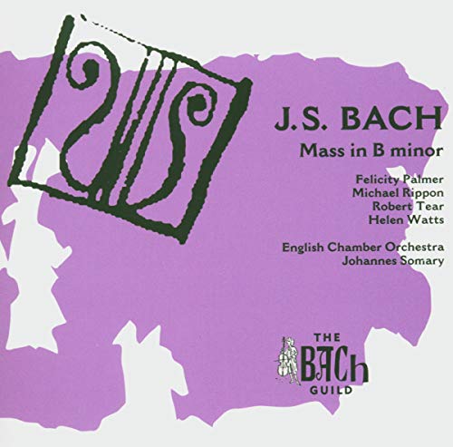 CD cover for J.S. Bach’s Mass in B minor, purple and white design.