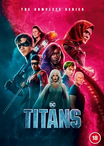 Titans Season 4 DVD cover featuring a group of superhero characters.