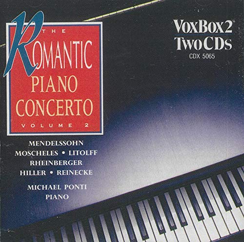 CD cover for Romantic Piano Concerto Volume 2, featuring a piano keyboard.