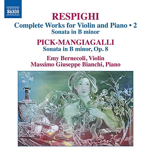 CD cover for Respighi’s violin works featuring a painted portrait.