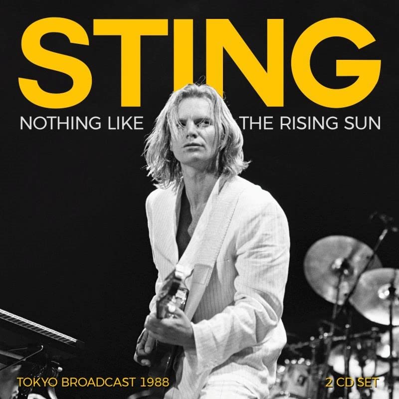 Black and white portrait of Sting, album cover for "Nothing Like The Rising Sun".
