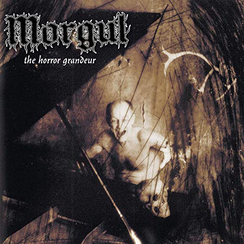 Dark album cover with gothic lettering and a distorted human figure.
