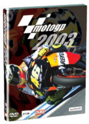 MotoGP 2003 DVD cover featuring a motorcycle racer in action.
