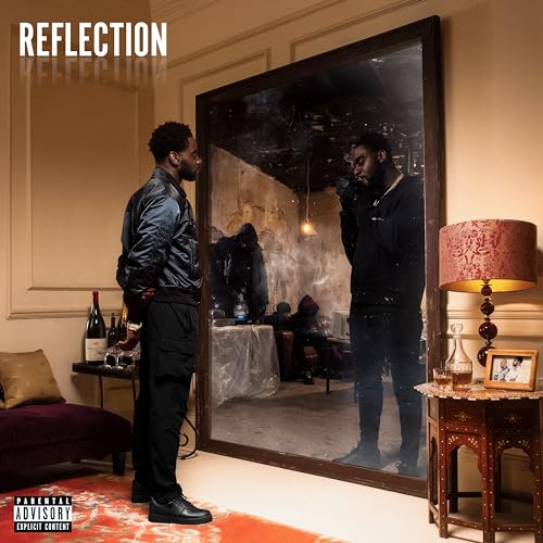Album cover: man looking at his reflection in a large, ornate mirror.