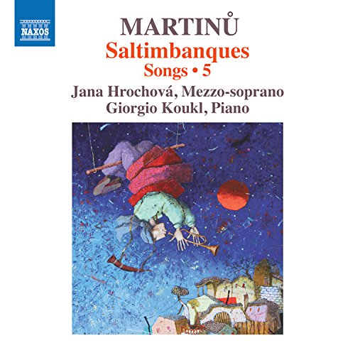 CD cover for Martinů’s “Saltimbanques” featuring painted figures and text.
