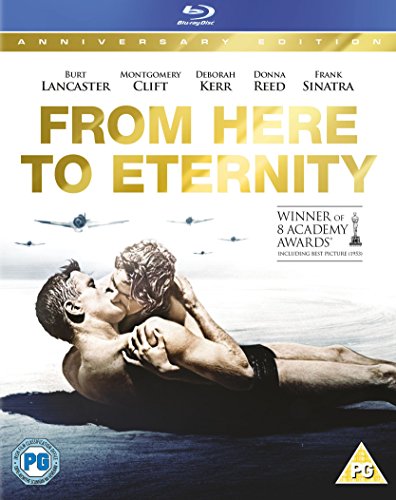 From Here To Eternity" Blu-ray cover with a couple embracing on a beach.