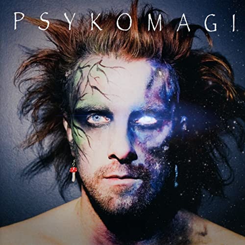 CD cover: man with wild hair and cosmic, fractured face.