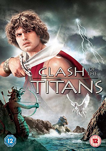 DVD cover for Clash of the Titans featuring a warrior, Medusa, and Pegasus.