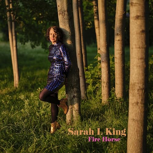 Sarah L King album cover: woman leaning against birch trees.
