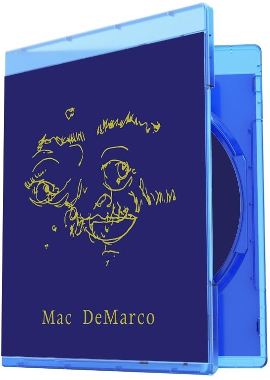 Blue DVD case with yellow sketch of a face and “Mac DeMarco”.