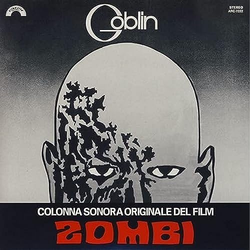 Vinyl record cover for Goblin’s “Zombi” soundtrack, featuring a stylized face.