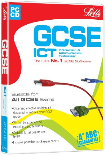 Letts GCSE ICT DVD case with blue and red text, and cable imagery.