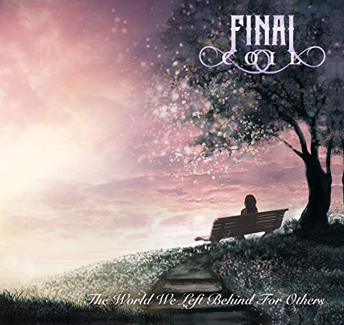 CD cover: lone figure on a bench before a sunset landscape.