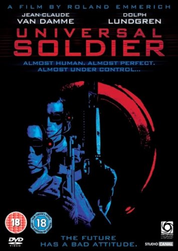 DVD cover for “Universal Soldier” featuring Jean-Claude Van Damme in blue tones.