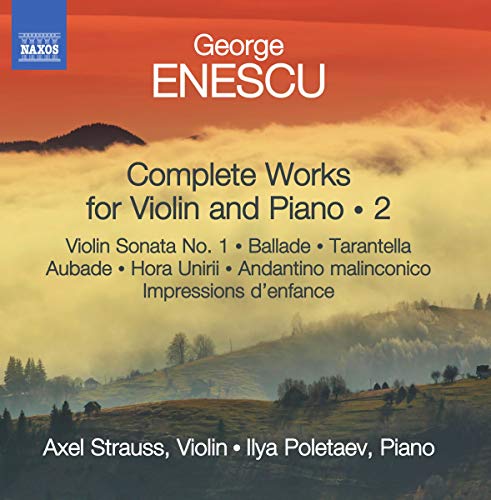 CD cover for Enescu's violin and piano works, featuring a landscape.