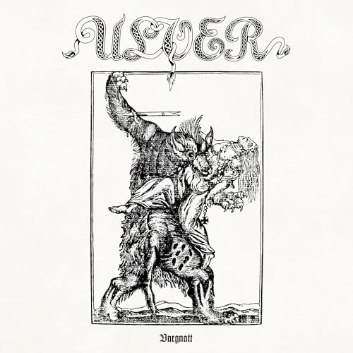 Ulver's "Vargnatt" vinyl cover: black and white illustration of a werewolf attack.