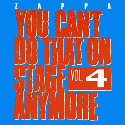 Frank Zappa album cover: red text on bright blue background, volume 4.