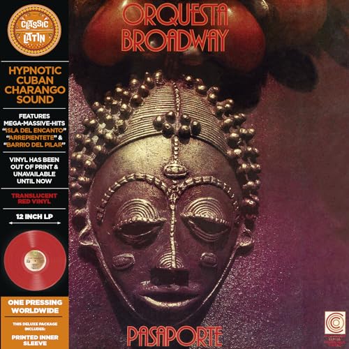 Red vinyl record cover featuring a golden African mask and text.