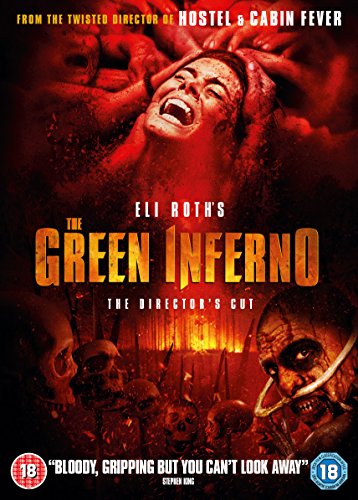 DVD cover art for The Green Inferno showing a screaming woman surrounded by hands.