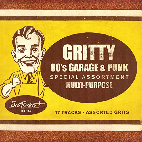 Yellow album cover with illustrated man and text: “Gritty 60’s Garage & Punk.”
