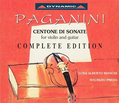 Red CD cover with violin illustration and "Paganini: Centone Di Sonate" text.