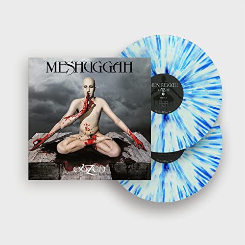 Meshuggah "ObZen" vinyl record: album cover and two splatter vinyl discs.