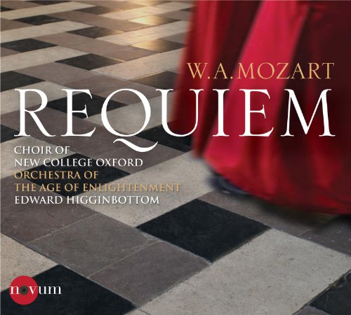 CD cover for Mozart’s Requiem, featuring red fabric and checkered floor.