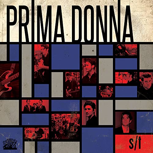 Prima Donna album cover: geometric design with band photos and red accents.