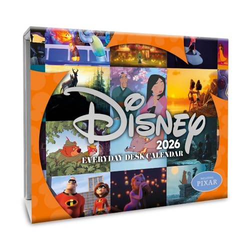 2026 Disney animation desk calendar featuring characters from various films.
