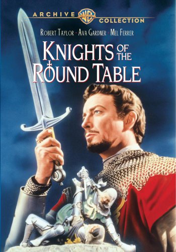 DVD cover for "Knights of the Round Table" featuring Robert Taylor in armor.