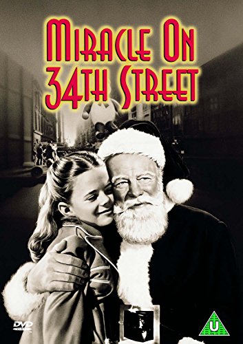 “Miracle on 34th Street” DVD cover featuring Santa Claus and a young girl.