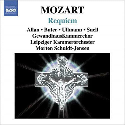 CD cover for Mozart’s Requiem, featuring a silver crucifix on black.