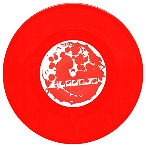 Red vinyl record with white splatter and "BLOODJOY" text centered.