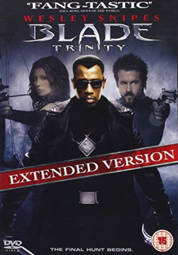 Blade: Trinity DVD cover featuring Wesley Snipes, Jessica Biel, and Dominic Purcell.
