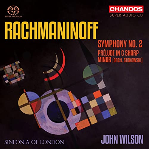 Rachmaninoff Symphony No. 2 CD cover with abstract geometric artwork.