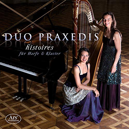 CD cover: two women with a piano and harp, titled "Praxedis Duo".