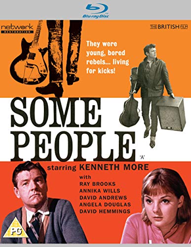 Blu-ray cover for Some People featuring a man carrying musical equipment and cast portraits.