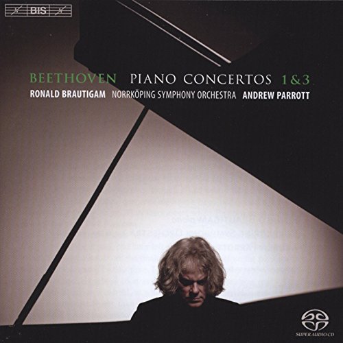CD cover: pianist Ronald Brautigam, Beethoven piano concertos 1 & 3.