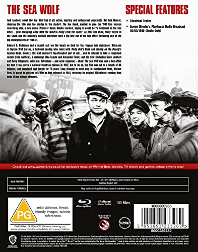 The Sea Wolf" Blu-ray cover featuring Humphrey Bogart among a group of sailors.