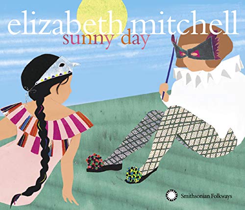 CD cover: illustrated children with masks on a green hill.