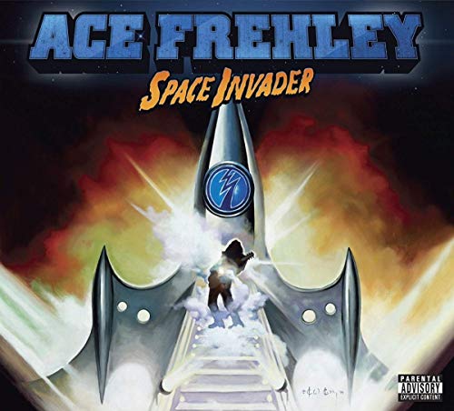 Ace Frehley album cover, spaceship with a figure ascending into light.