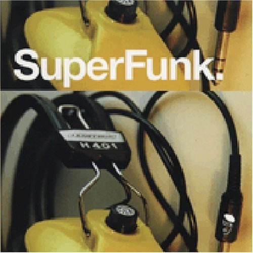 Vinyl record cover for “Super Funk” featuring audio equipment imagery.