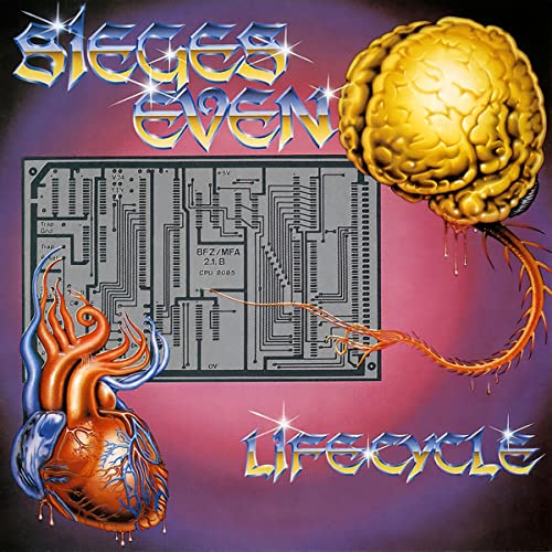 CD cover for Sieges Even’s “Life Cycle” featuring a brain, heart, and circuit board.