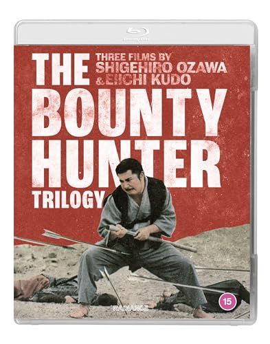 Blu-ray case for "The Bounty Hunter Trilogy" with a man and swords.