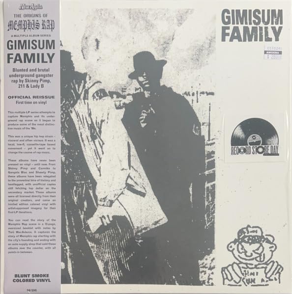 Gimisum Family" vinyl record cover with black and white portrait and text.