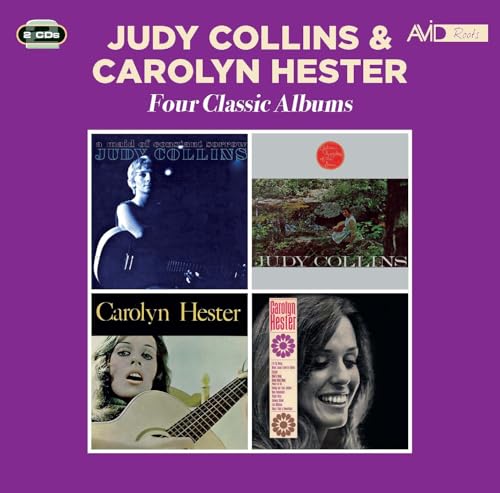 Album cover featuring four classic Judy Collins and Carolyn Hester album covers on purple.