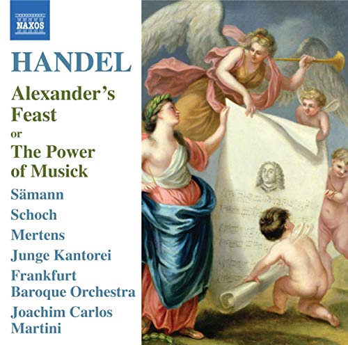 CD cover for Handel’s “Alexander’s Feast” featuring classical figures and text.