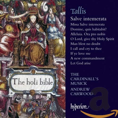 CD cover featuring Renaissance art and text: Tallis, Salve Intemerata.