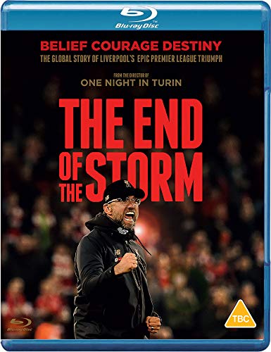 Blu-ray cover for The End of the Storm featuring Jurgen Klopp celebrating in front.